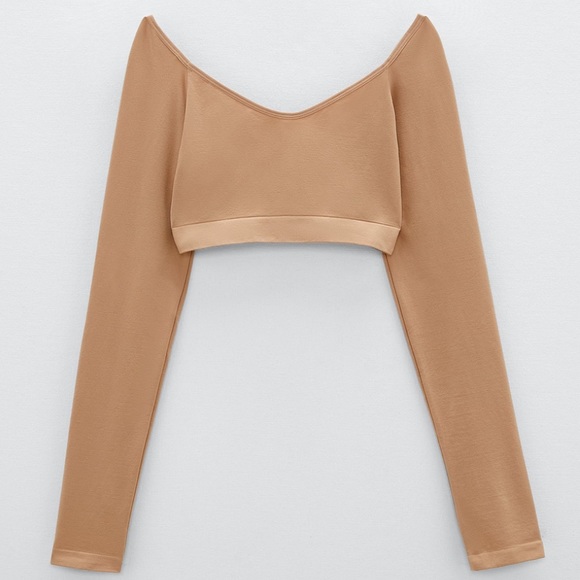 Zara Tops - Zara Long Sleeve Shapewear Tube-top Crop Top, M